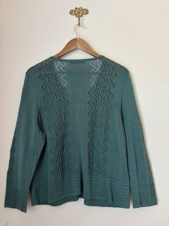 Peruvian Connection Green Chaco Lace Cardigan Sweater XL - Picture 4 of 6